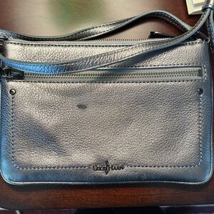 Cole Haan Silver Front Zip Mini Crossbody